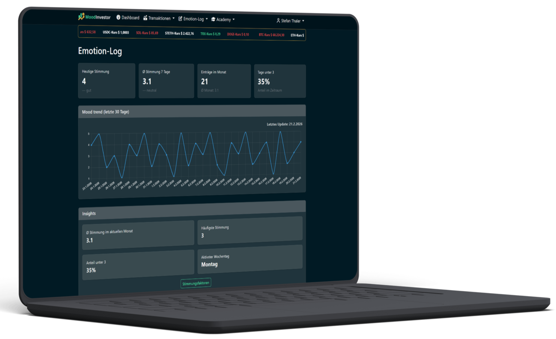 Emotion-Log: Tägliche Stimmungsaufzeichnung und Verlauf